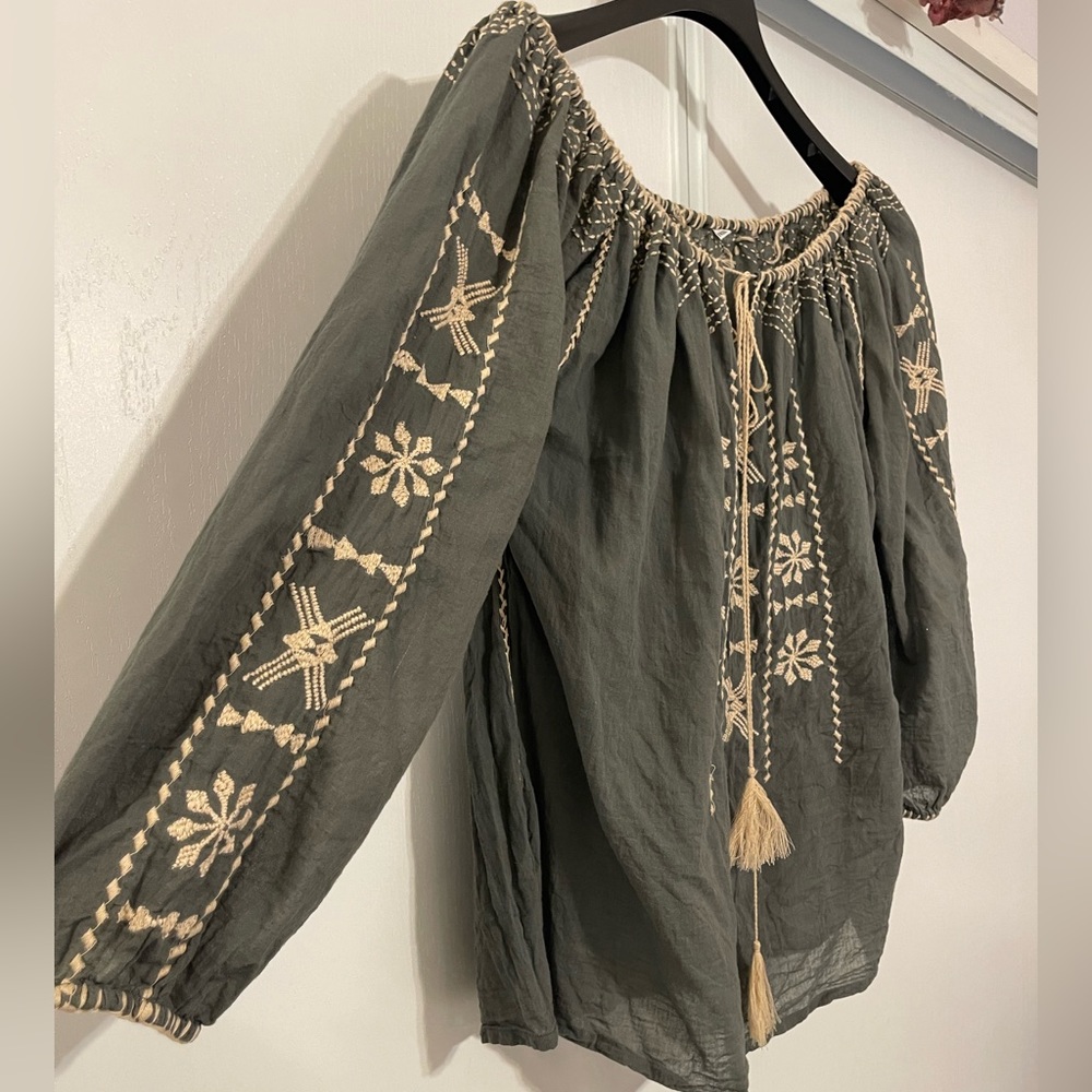 Bohemian World Market top made in India, O/S🩶 - Picture 5 of 11